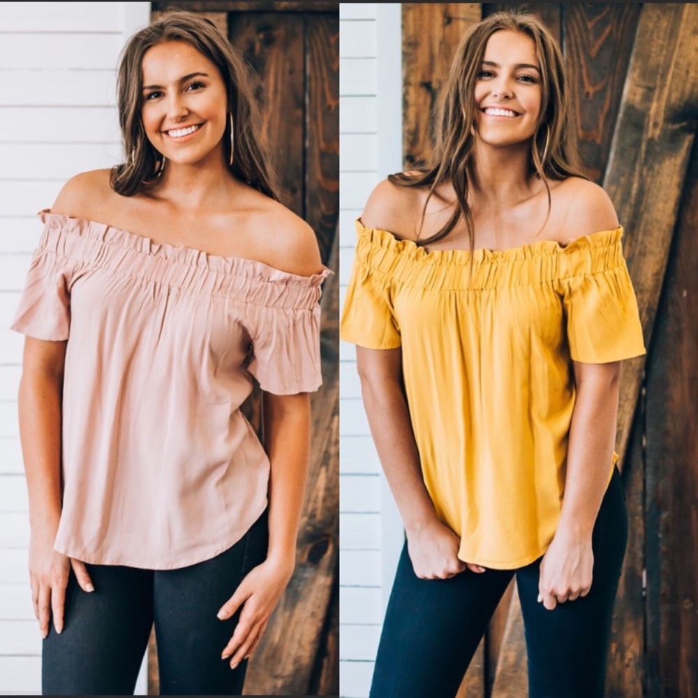 Off Shoulder Ruffle Hem Top - Picture 2 of 6
